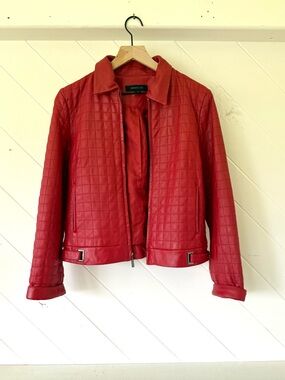 SienaStudio red waffle stitch leather jacket